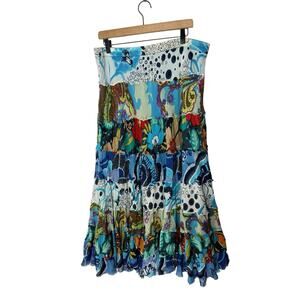 New Direction Patchwork‎ Maxi Tiered Skirt Boho Artsy Hippie Gypsy L